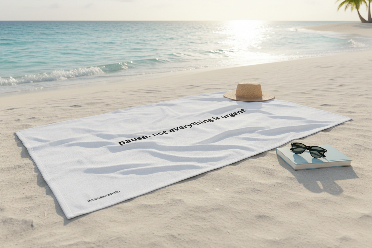 Beach Towel in serene beach setting