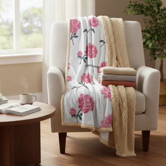 Pause Mode Throw Blanket in cozy living room setting